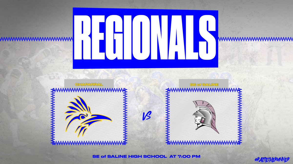 The Roadrunners have earned a spot in the Regional Championship. We will head to SE of Saline to take on the top-ranked Trojans. #raisetherunner