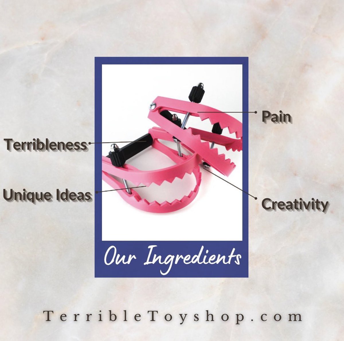 Sugar, spice and everything not nice. 😈 This what makes up all the toys at the <a href="/TerribleToyshop/">Terrible Toyshop</a> 

Check out TerribleToyshop.com and see for yourself!