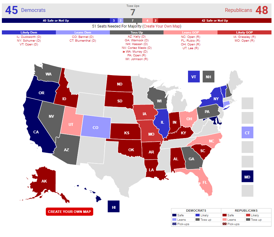 Real Clear Politics just moved Washington state's Senate race from "Leans D" to "Toss up."