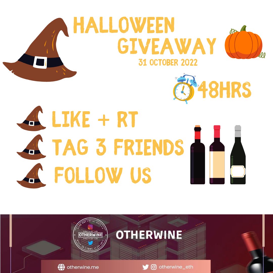 otherwine_eth's tweet photo. GM OtherWiners 🍷
Would you have the chance to win 5WL for the #Halloween giveaway?

Follow the instructions and good luck! 

#web3 #NFTGiveaways #WLs #FreeMint #Crypto #Aptos #ETH #wine #Halloween2022 #pumpkin https://t.co/GGCMLDZkZY