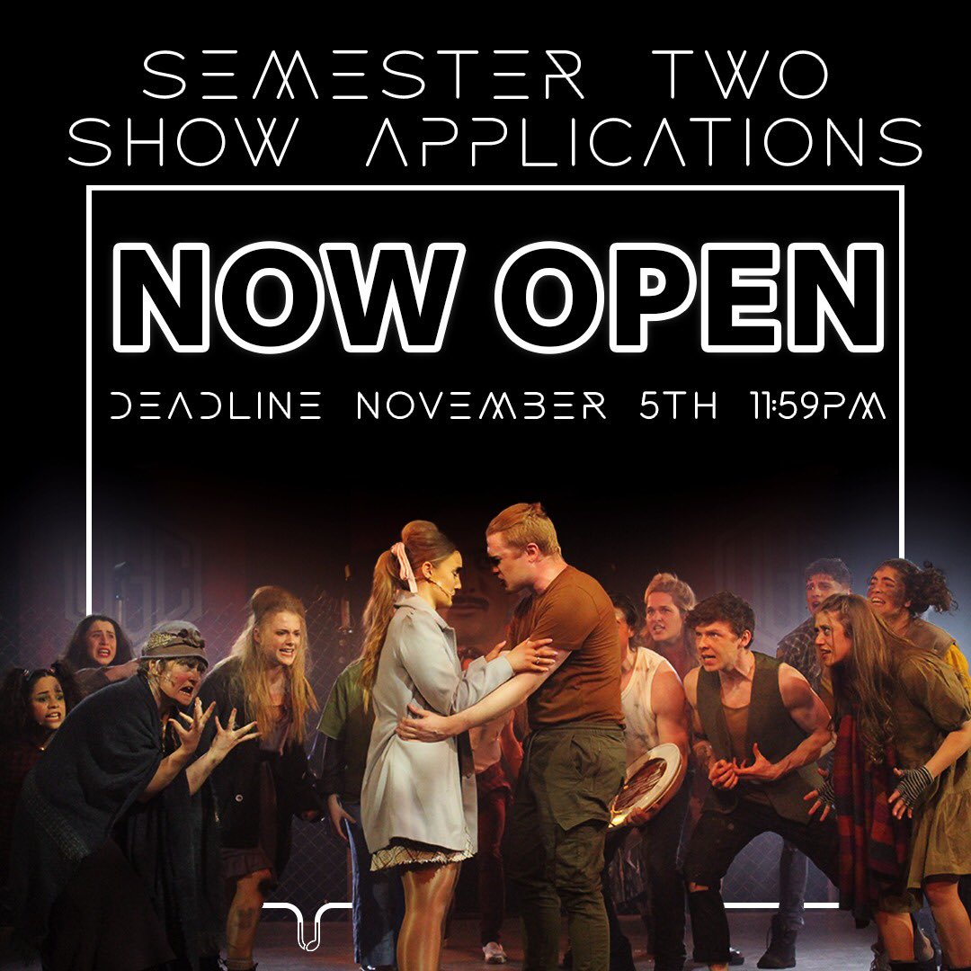 Semester two show applications are now open! 🤩 This show will take place from March 1st to March 4th! All the information is in our bio! Best of luck!🤍 #ucdsocieties