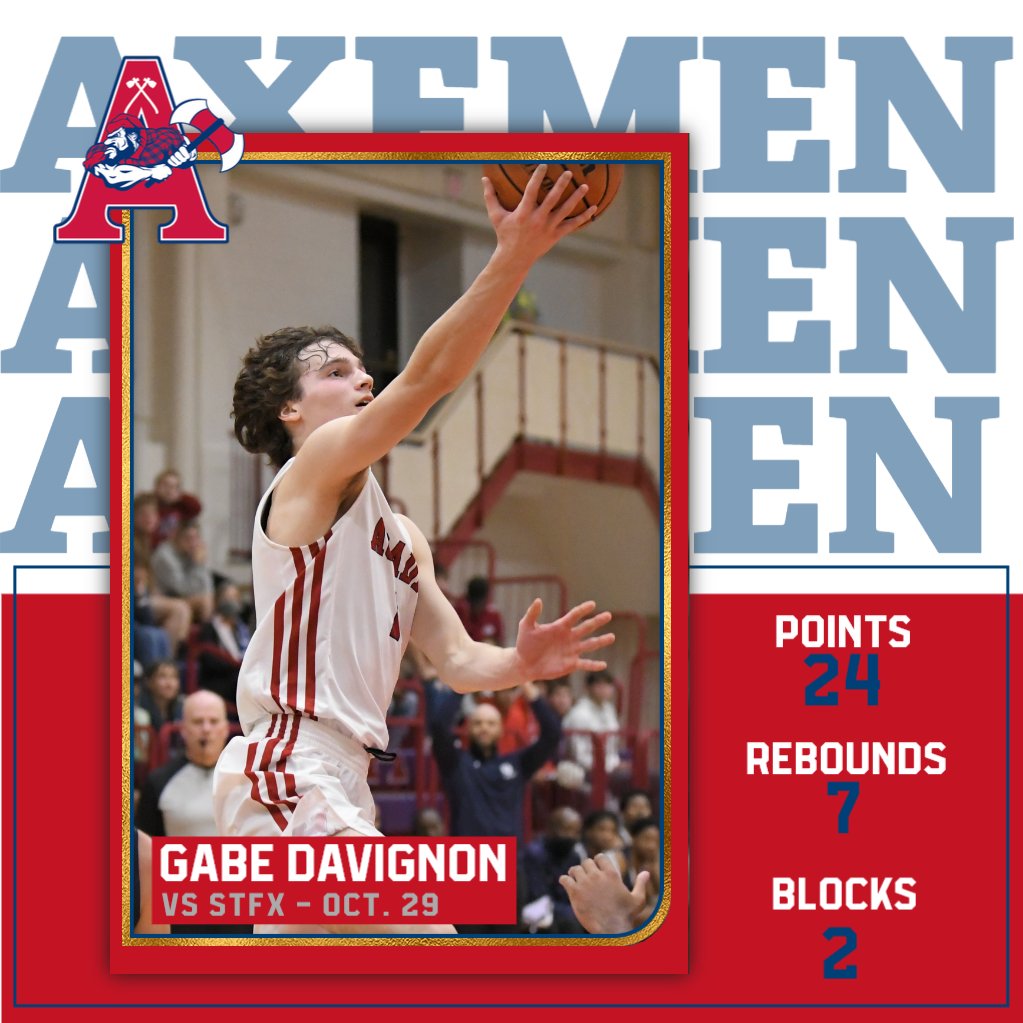 acadiabball's tweet photo. #topperformance from last nights Home Opener!
Gabe Davignon vs StFX provided a spark off the bench with 24 points, 7 rebounds, 2 blocks with 4 made threes!
#goacadiago #goaxemen https://t.co/6JA4QM62Iy