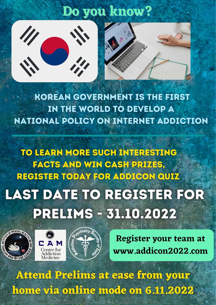 Final Call !!! 

UG and PG Addiction Psychiatry registration for ADDICON 2022 closing tomorrow (31.10.2022)

It will be fun !!

Register at addicon2022.com 

#MedTwitter 
<a href="/stethospeaks/">Umme H. Faisal, MBBS</a> <a href="/DipshikhaGhosh/">Doctor</a> <a href="/vishnuvy/">vishnu v y</a> <a href="/jayanishere/">Jayakrishnan Menon</a> @AnanyaKanojia <a href="/askdheeraj/">Dr Dheeraj K, MD, DM, 🇮🇳</a> <a href="/AdiG1993/">.</a>