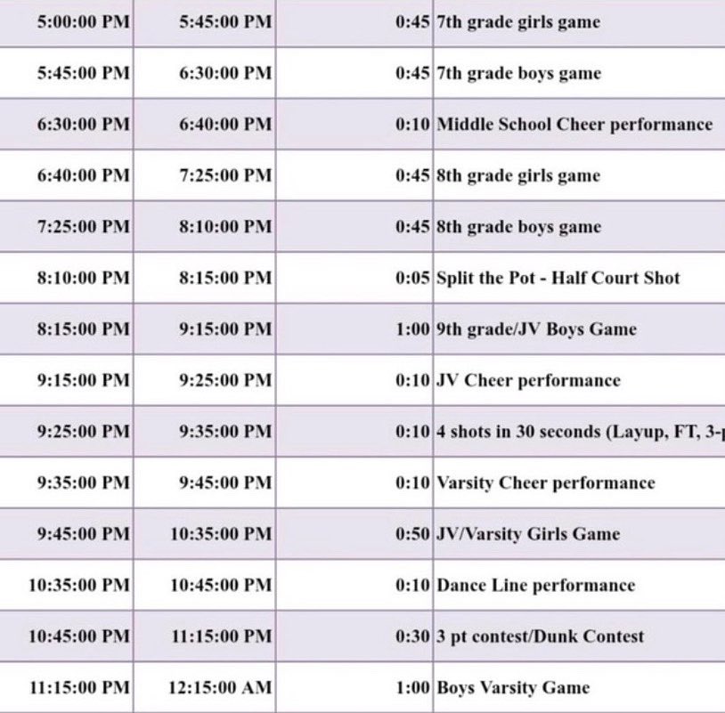 SvlhsHoops's tweet image. Midnight Madness schedule for this Friday, November 4th!! Gonna be great night! #Together