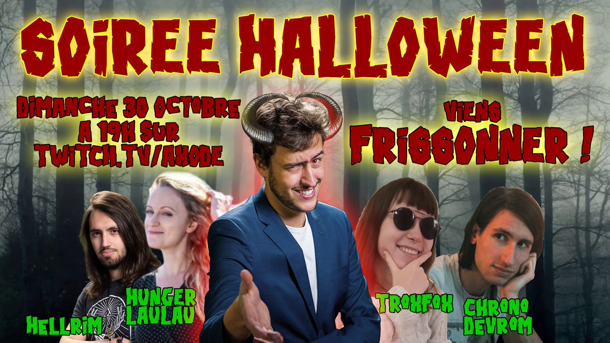 NitoAxode's tweet photo. 🎃 SOIRÉE HALLOWEEN - Viens les voir frissonner ! 😱

C'est maintenant, c'est le grand soir ! 😈
On vous a préparé une soirée de FOU ! 👻
Je compte sur vous pour être au rdv ! 😍

À tout de suite en #stream ! 😘

▶️ https://t.co/BE5zzsWHrd ◀️ https://t.co/Qosv10BMIw