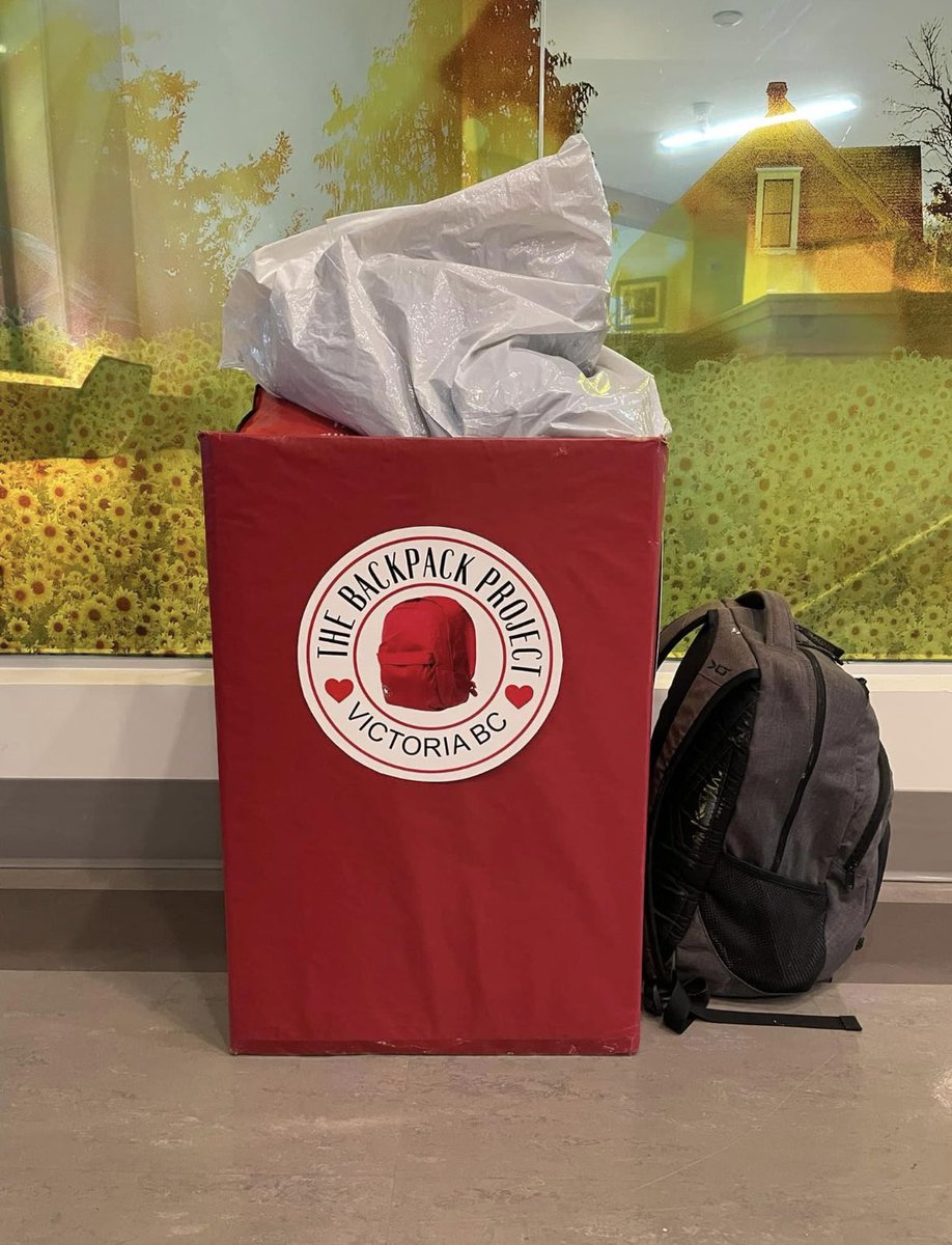 Our 2022 campaign starts November 1st!!🎒 
Look for donation boxes in the front lobby of participating municipal halls this winter! Thanks  to the municipalities that said yes so far! <a href="/NorthSaanich/">District of North Saanich</a> 
@districtofmetchosin  
<a href="/townofsidneybc/">Town of Sidney</a> 
<a href="/cityofcolwood/">City of Colwood</a> 
<a href="/EsquimaltRec/">Esquimalt Recreation</a> 
@CSaanich