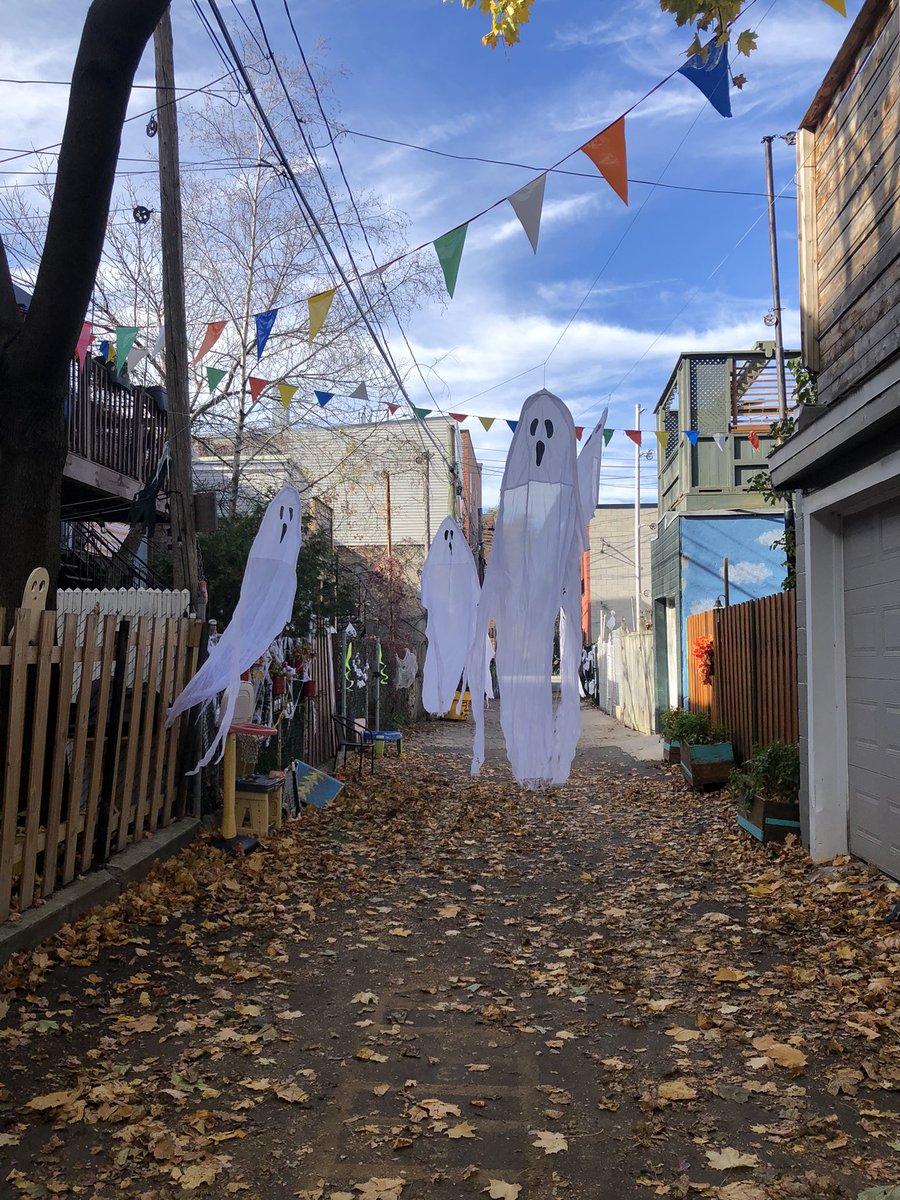 CL_opez's tweet photo. Was looking for Halloween decorations in the neighbourhoods and found some in the ruelles instead. #mtlfall #Halloween https://t.co/UmfEEoxfVo