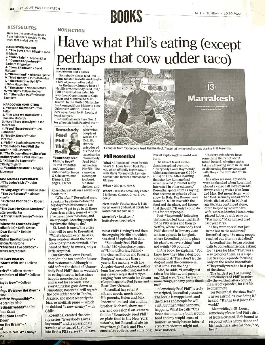 It was my great pleasure to talk to <a href="/PhilRosenthal/">Phil Rosenthal</a> (who’ll be in St. Louis Saturday) about “Somebody Feed Phil The Book,” a New York Times best seller already. Phil, we’ll have a brain sandwich ready for you!