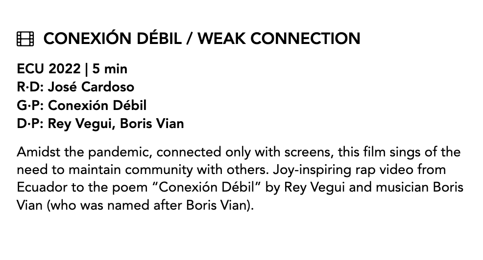Jirafica's tweet photo. On Saturday, 5.11.,  we would like to invite friends in Berlin  the presentation of "Weak Connection", videoclip of Boris Vian and Rey Vegui, directed by José Cardoso (Jiráfica), as part of the ZEBRA Poetry Film Festival, at Kino in der Kulturbrauerei.
@ZebraFestival https://t.co/6RCSbKoCDH