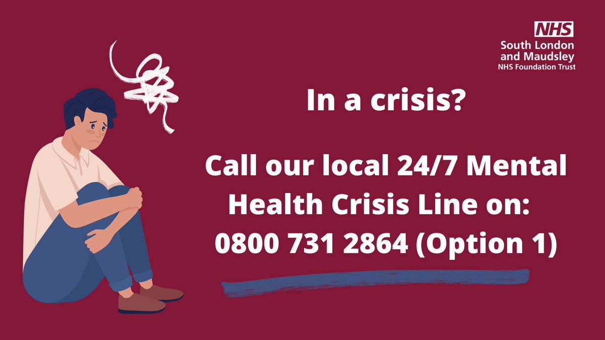 MaudsleyNHS's tweet image. We are here for you. You can get support if you are having a #MentalHealth crisis. Call our local 24/7 NHS mental health helpline for support or visit ow.ly/RlF950LmV1C
@MaudsleyDoN @normanlamb @HelenKelsall3 @GoalsOlivers @simon_sherring