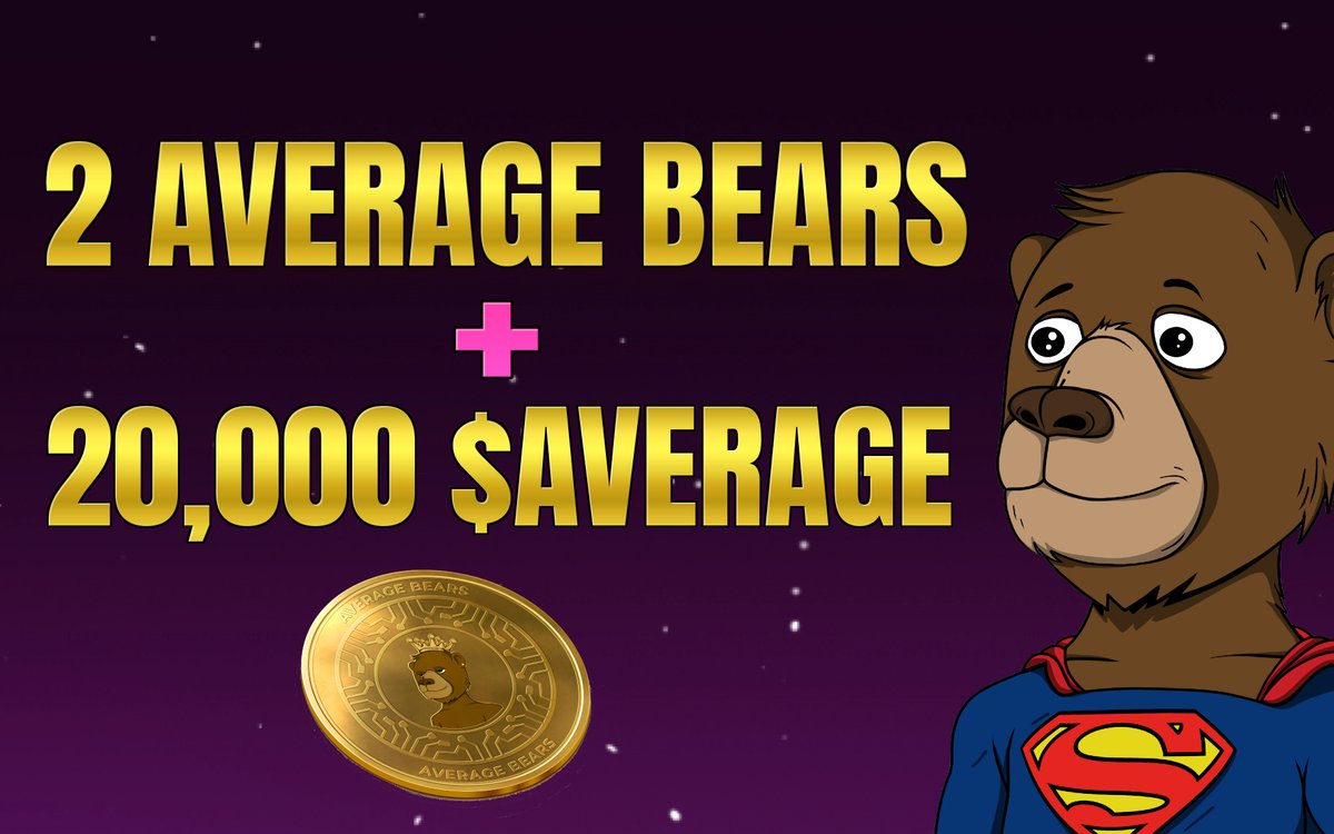 averagebearsnft's tweet photo. We are giving away 20k $AVERAGE AND 2 Average Bears! 🎁

To enter:

1. Follow ✅
2. Retweet 🔁

Winner announced in 48 hours 👊

#cardano #NFT #cnft #CNFTCommunity #nft #CNFTGiveaway #CardanoNFT #CNFTs https://t.co/CwsbhXVBck
