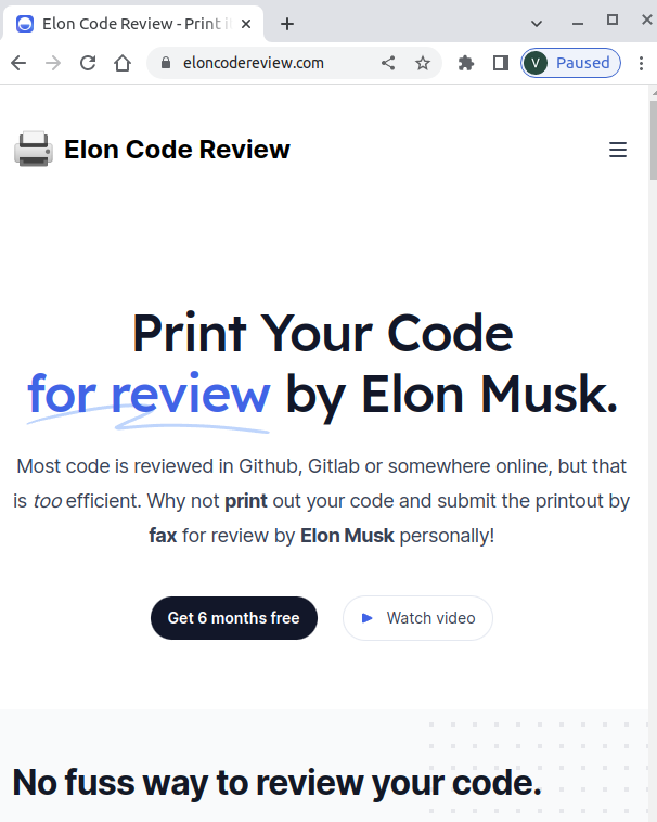 Lmao. eloncodereview.com