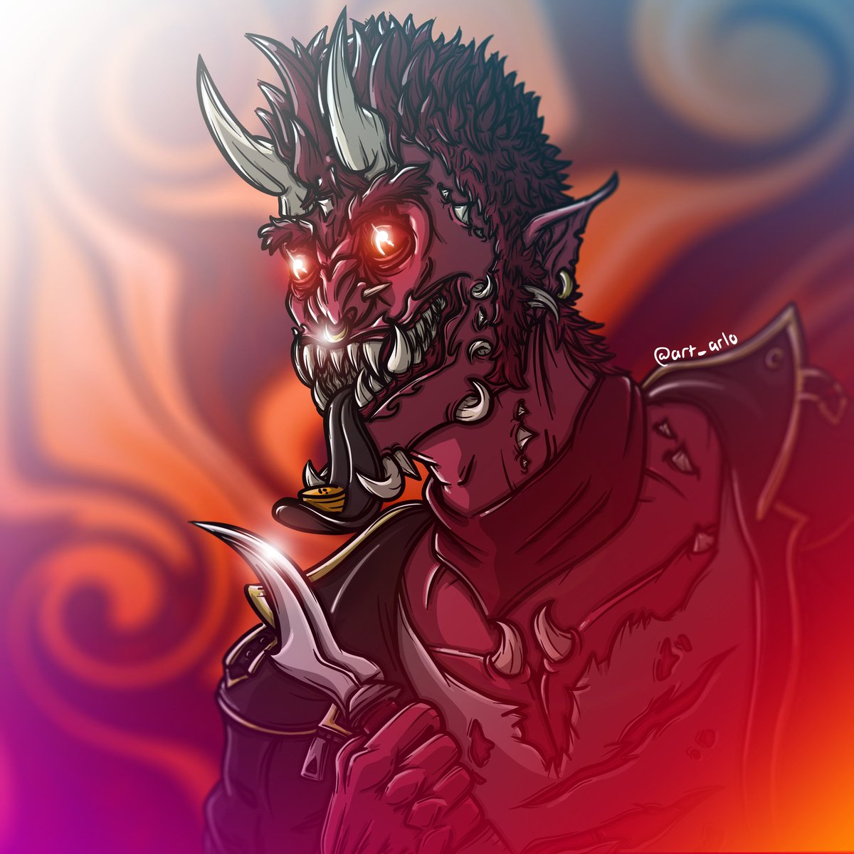 #NewProfilePic by <a href="/art_arlo/">art_arlo ✏️</a>.
I hit up Arlo a few weeks ago to have him recreate my 1/1 <a href="/DemonicaNFT/">Demonica</a> Shinighami since I am so impressed with his art, and I am stoked for the final product, you are the GOAT. Thank you for the many hours you put in to create this work of art. 🤙