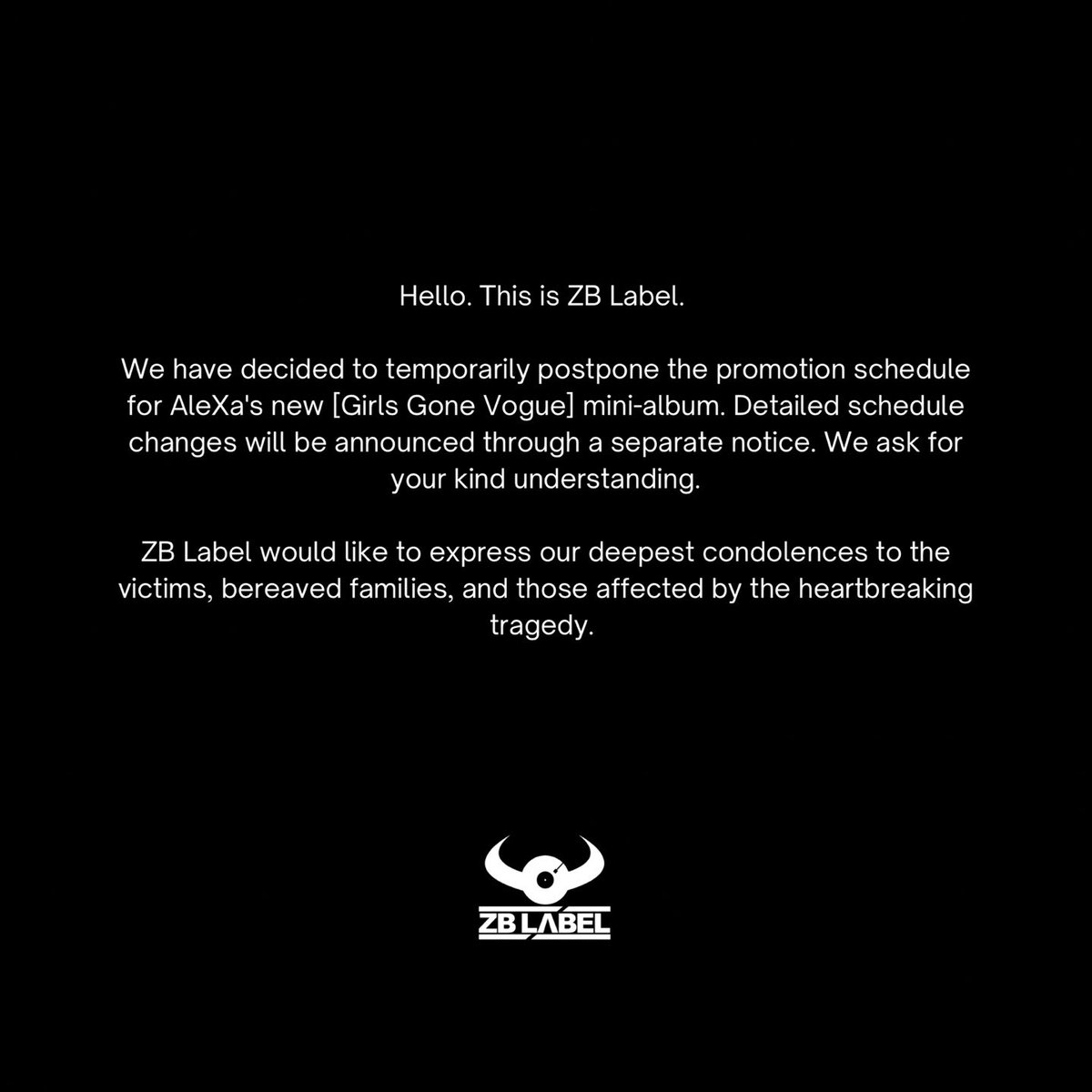 KpopGirlzBands1's tweet photo. #ZBLabel ha confirmado que se retrasará el horario del #COMEBACK de #Alexa por el incidente reciente https://t.co/ScIRNTU1AH