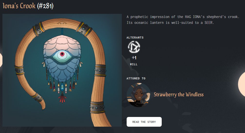 Absolutely love the artifacts from <a href="/crypto_coven/">crypto coven</a>