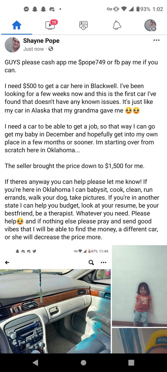 bratbabe98's tweet photo. Please help π₯Ίπ #help #needacar #homeless #startingover #cashapp #fbpay #money #financialhelp #please https://t.co/DkWrw3SdrC