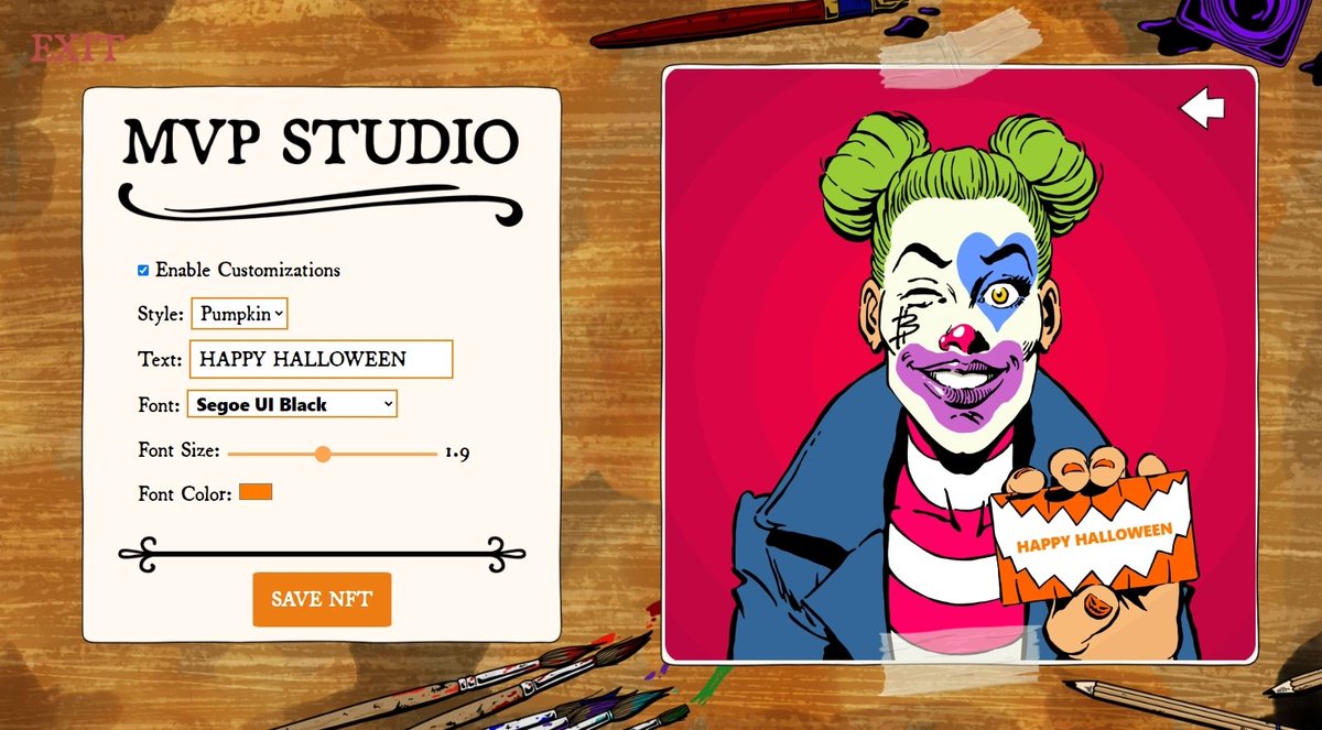 RoyalSocietyOP's tweet photo. 🎃The #MVPStudio is LIVE!🎃

Our NEW Metaverse Players NFT Customization Studio is live!🎉

Holders of #MVPNFTs w/
"business card" trait can choose new text, font, and seasonal Halloween style like #Pumpkin, #Spider or #Bloody 🎃🕷🩸

Link to the Studio!
https://t.co/Y1EHYlBODU https://t.co/s7S3SASizY
