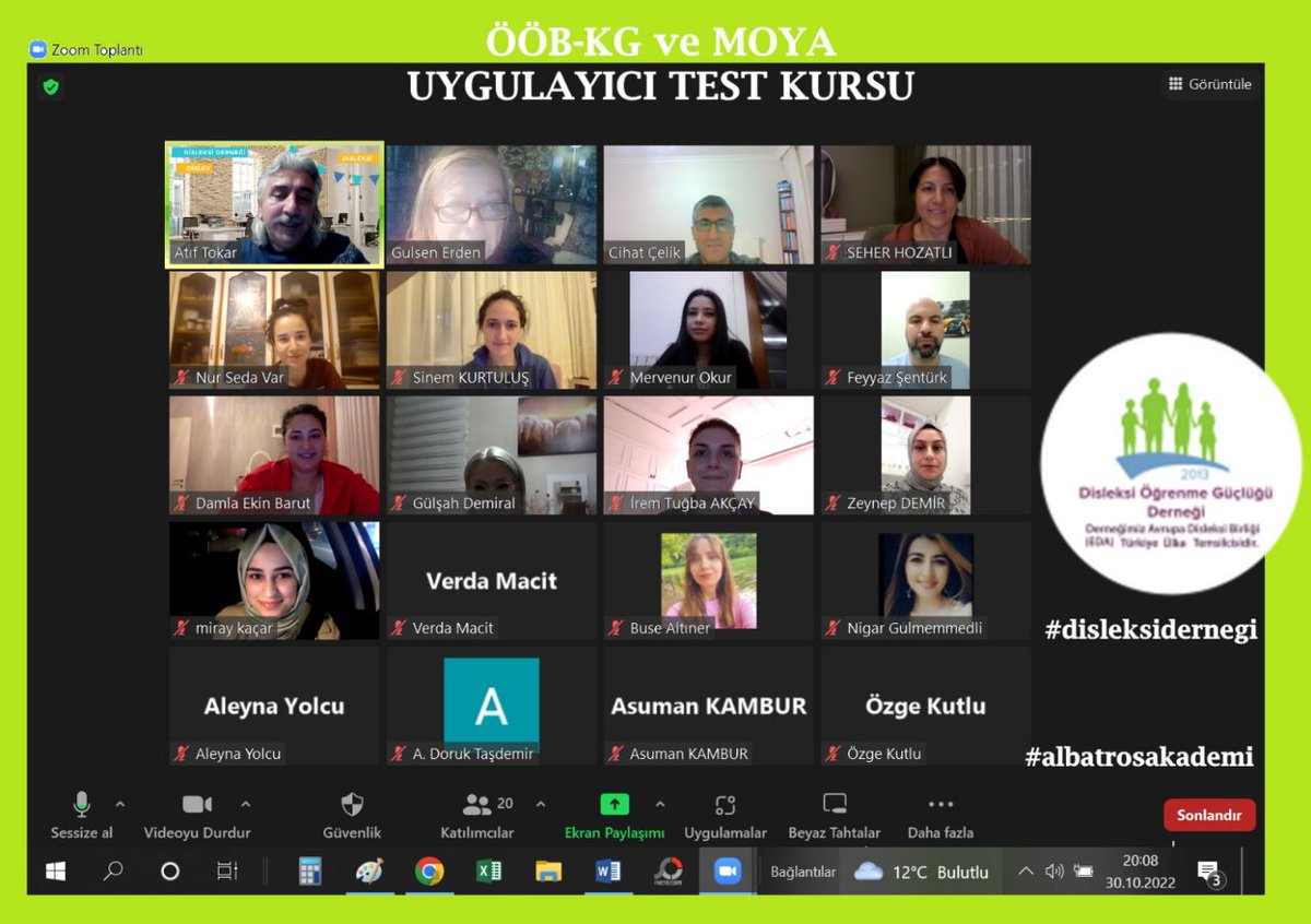 dislev2's tweet photo. 10 saat süren Öğrenme Bozukluğu Klinik Gözlem Bataryası (Disleksi testi) ve Moya (Matematik Testi) eğitimimiz bitti. 15 kişilik kontenjanla yapılan eğitimimizi Prof. Dr. Gülsen Erden ve Dr. Öğrt. Üyesi Cihat Çelik hocalarımız verdi. 
@disleksi @disleksidernegi @albatrosakademi https://t.co/31TbY1qmm4