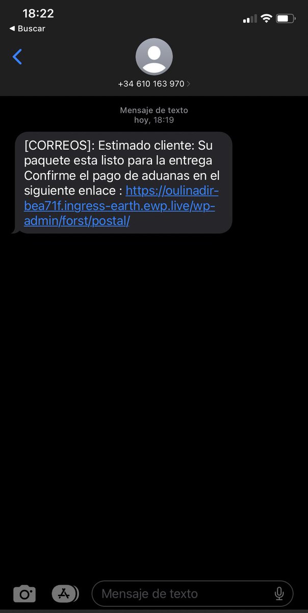 TheArguus's tweet photo. Aquí un intento de estafa que me acaba de llegar. @CorreosAtiende @Correos #phishing https://t.co/mAfqlQ8OKW