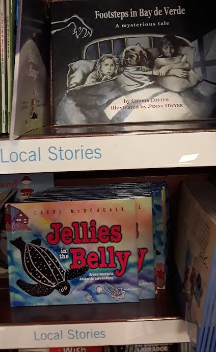 Went to a signing by @CharisCotter and was happy to find my new release on the local author shelf right below Footsteps in Bay de Verde. #shelfie #IReadCanadian #AwardWinningAuthors #LeatherbackSeaTurtles #CanadianChildrensBooks #NewfoundlandAuthors