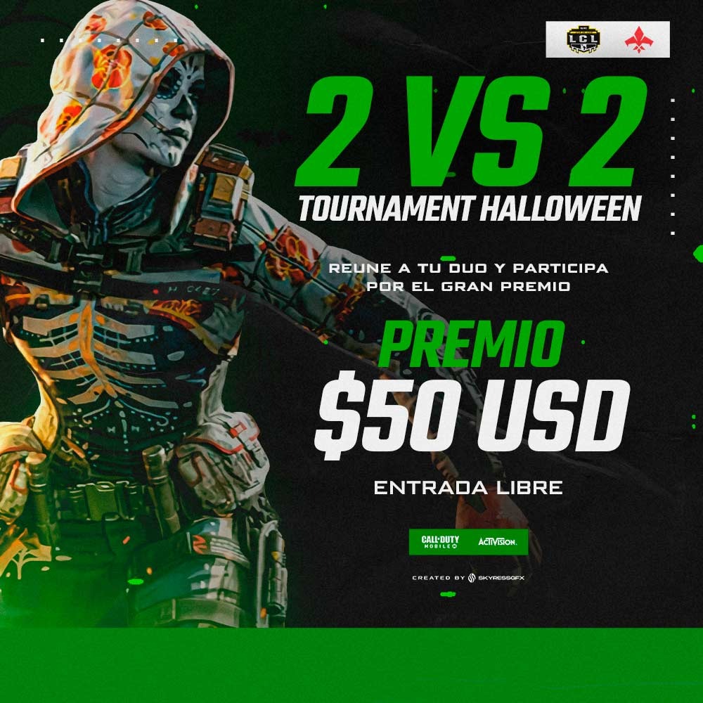 *Tournament Hallowen 2vs2* 🎃👻

Reune a tu duo y participa por el gran premio de $50USD

&gt; Torneo 2 vs 2, abierto
&gt;  Entrada de equipos libre | Eliminación directa.
&gt; ***Premiación de $50 USD al primer lugar ***
&gt; **Transmisión en todo el evento**

discord.gg/cBKau7TZ?event…