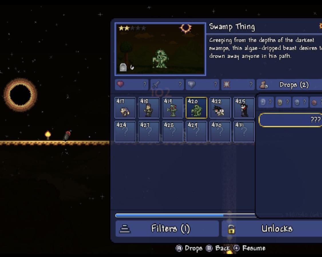 r/Terraria on Twitter: "I am having a solar eclipse it says that the swamp  thing drops one thing what is it I checked the wiki and it said that it  drop the
