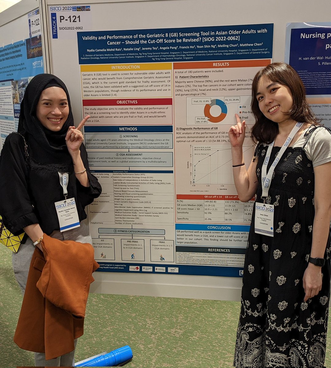 nydiacamelia's tweet photo. So proud that our "Validity and Performance of the Geriatric 8 Screening Tool in Asian Older Adults with Cancer" poster won the SIOG 2022 BJ Kennedy Award for Best Poster! #SIOG2022 #SIOG @SIOGorg @AlumniSiog @matthewchen___ @Angel_A_Pang @JoeyChienPharm @ChunMeiling93 https://t.co/PgRmDUMyah