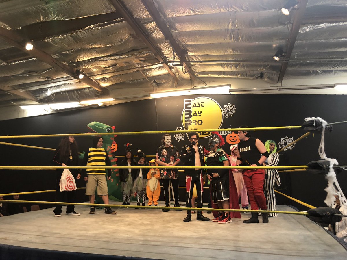 EBPWrestling's tweet photo. As always, #ThankYou to the #EastBayFam for bringing the noise last night at #WWZ OPERATION: MONSTERS BRAWL! We appreciate you attending the show &amp; all those who participated in our #Halloween #CostumeContest, judged by @iggins22, @BoriGaucho415, &amp; @Gil_Zilla4Life! #prowrestling https://t.co/fHCkl7bxJm