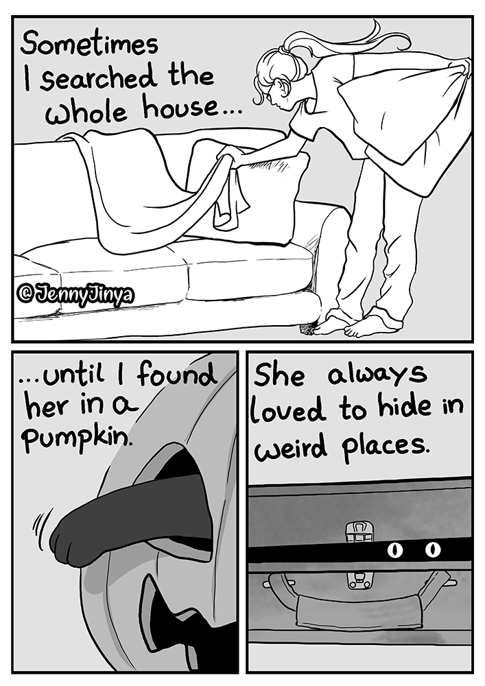I had a quick idea for a bittersweet Halloween comic. Is there any better opportunity for our ghost friends to visit us than this day? Rest of the pages as always in the comments :D 🎃
1/3