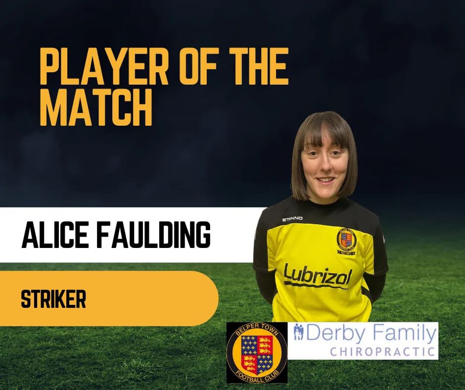 BelperTownLFC's tweet photo. Goals, assists and being a constant nuisance for the opposition today saw Alice take home the Player of the Match. Alice is sponsored by Derby Family Chiropractic 💛🖤 #womensfootball #ladiesfootball #belper #football #soccer #BTLFC #nailers #playerofthematch https://t.co/wYt2bya86E