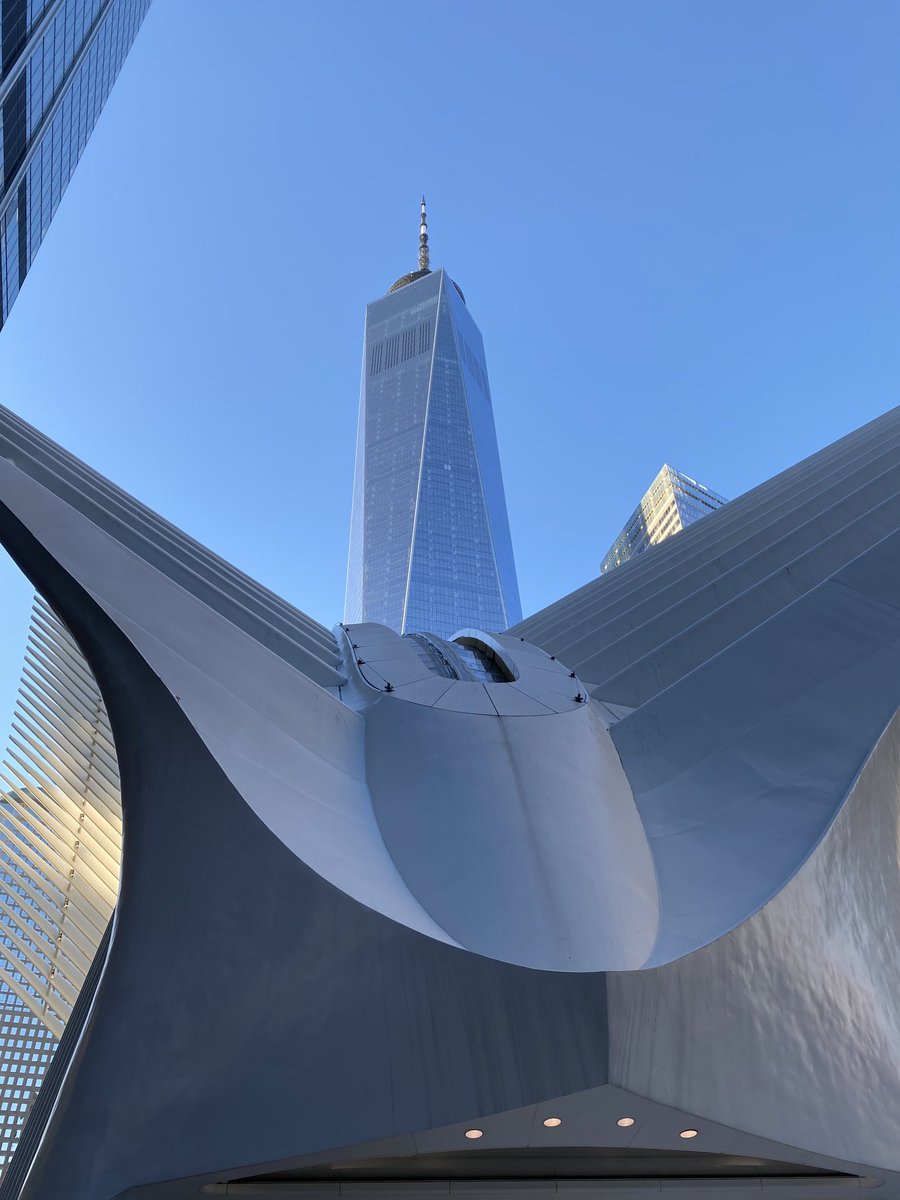 Gorgeous Saturday at the Oculus Center in NYC.  My interpretation of this picture is that of an eagle watching over the towers !!