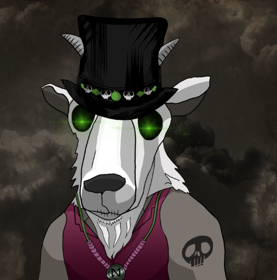 Wow wow wee waah <a href="/kaofinniric/">Jgudish@yahoo.Com</a> welcome to Light City!
Feel free to drop in the CyBar Discord to Chill and Show off Your Ultra Rare Voodoo Boys Goat (Only 1 of 3) Inspired By <a href="/StudioVoodoo/">Studio Voodoo</a> and the Magic of Artists. #Goatish #NEARisNOW