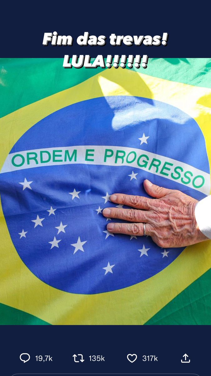 lfabianomiranda's tweet photo. Fim das trevas! LULA!!!! https://t.co/ynRK8mjN8s