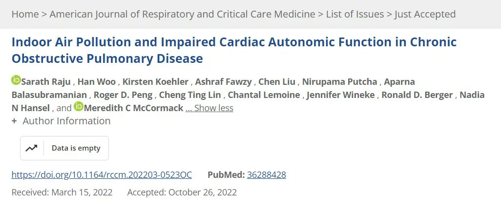 Indoor #Air #Pollution and #Impaired #Cardiac #Autonomic #Function in #Chronic #Obstructive #Pulmonary #Disease #COPD #Lung #AJRCCM <a href="/ATSBlueEditor/">ATS Blue Journal</a>  buff.ly/3TOcdYr