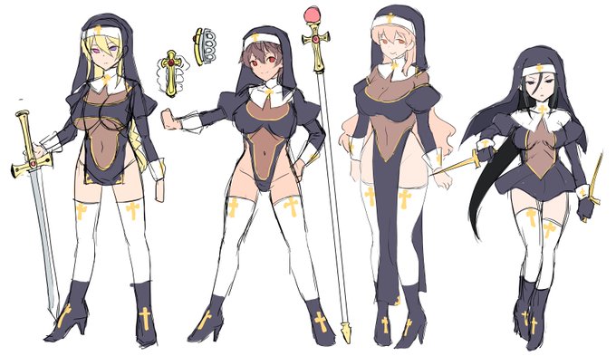 退魔シスターのキャラデザで遊んでたら夜が明けてた 