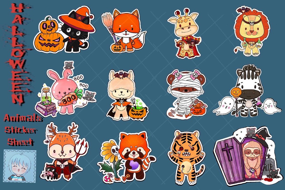UBongenx's tweet photo. Happy Halloween 2022🪄🪄🪄🧙‍♀️❤️free animal sticker sheet 🪄🪄❤️❤️❤️ https://t.co/U6mI9U6WOc https://t.co/4SXsvDJHYk