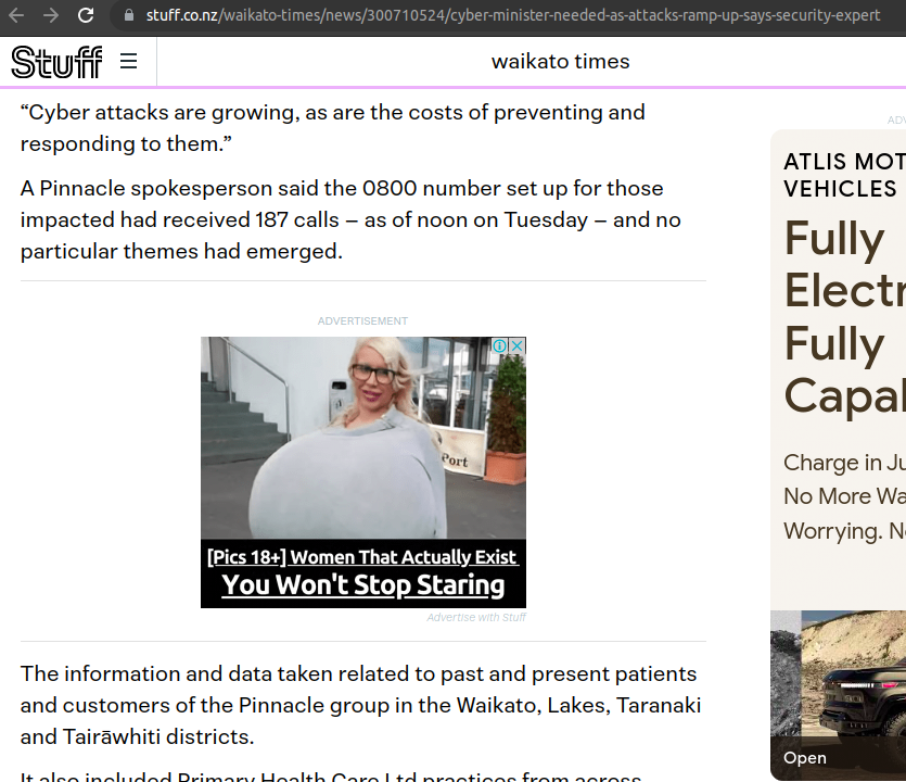 Hey <a href="/NZStuff/">Stuff</a>, I'm the titular "expert" of this article stuff.co.nz/waikato-times/… and I am not okay with you selling clickbait porn ads objectifying women adjacent to my work persona. 

I understand the reality of funding media and online advertising. But this? Not Okay.
