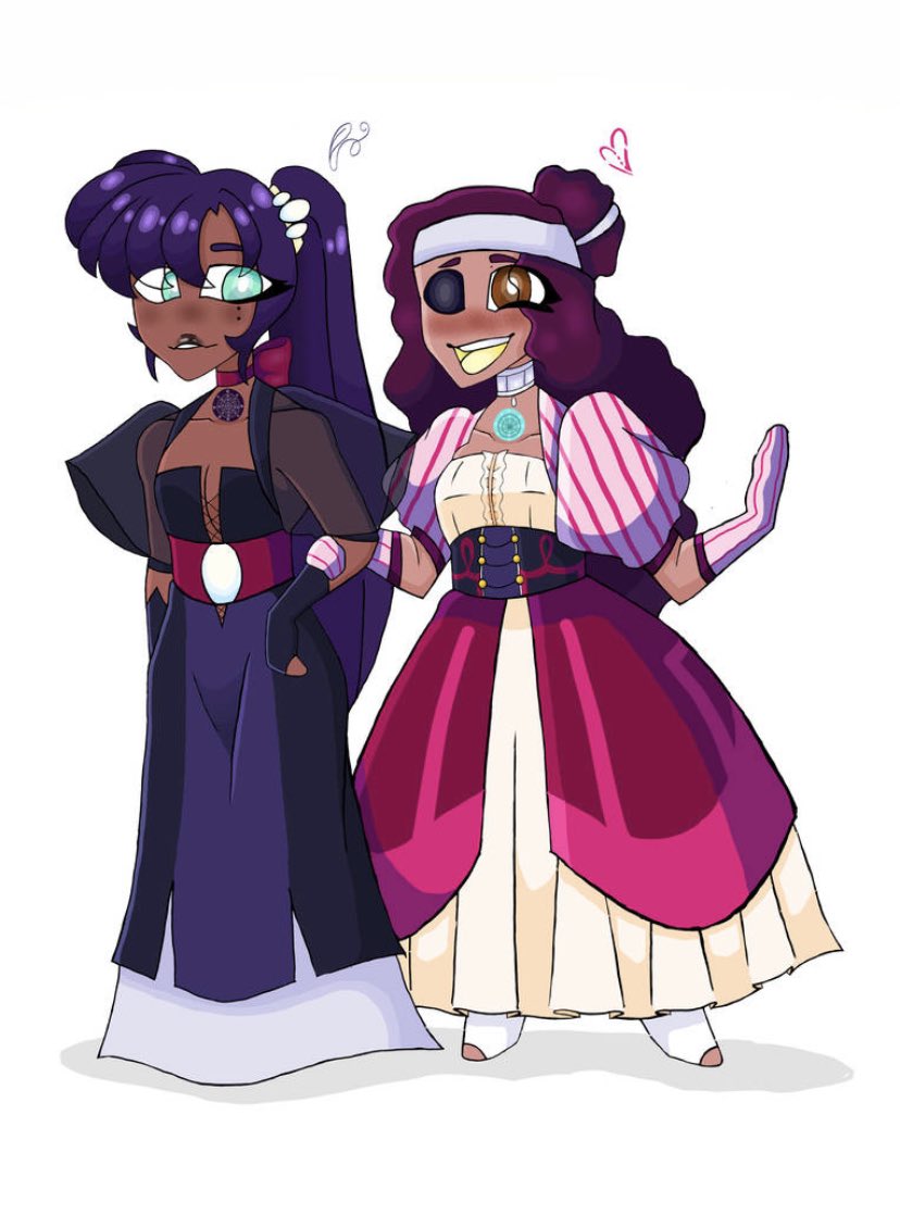 AlexesDenson's tweet image. Two girlfriends going to a party together(I had vampires in mind when I drew the one  on the left)
#puffysleeves #ocs #digitalart #originalcharacter #purple #pink #choker #lesbians