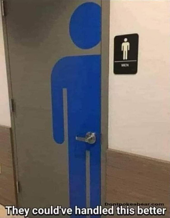 So where would the knobs be for the ladies' room? It's rhetorical.😅😂🤣