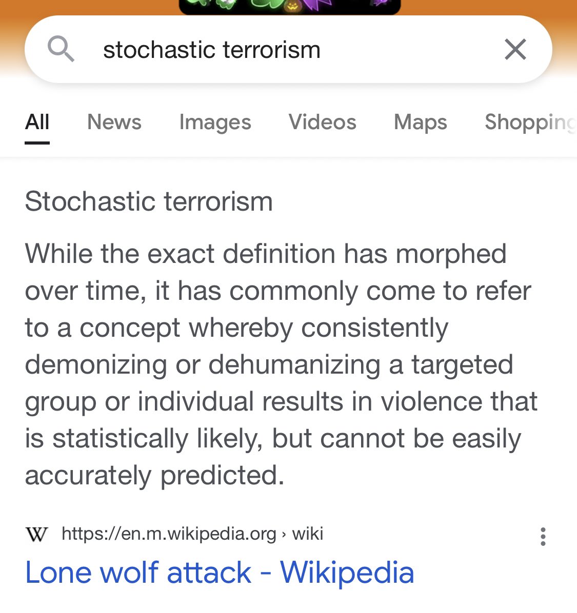 stochastic terrorism google it also: lone wolf attack