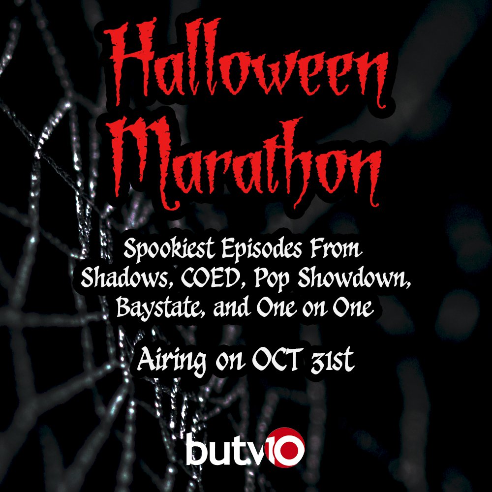 butv10's tweet photo. Tune into BUTV10 tomorrow for chills and thrills! Our  Halloween Marathon will be airing all day with your favorite spooktacular episodes from @butv10shadows, @COEDbutv, @popshowdown10, @BayState10, and One on One! 👻 https://t.co/VUgr7kwBeX