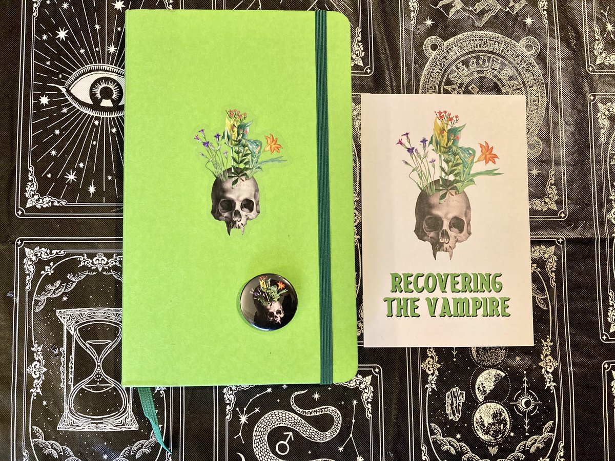 scribespalette's tweet photo. @VampireRecovery conference swag! The transparent sticker looks fab on this green journal. Looking forward to next weekend! @VictorianMasc @madeline_cct #vampirerecovery #vampires #annerice #receptionofEgypt #receptionstudies https://t.co/8YL4vRGCfS
