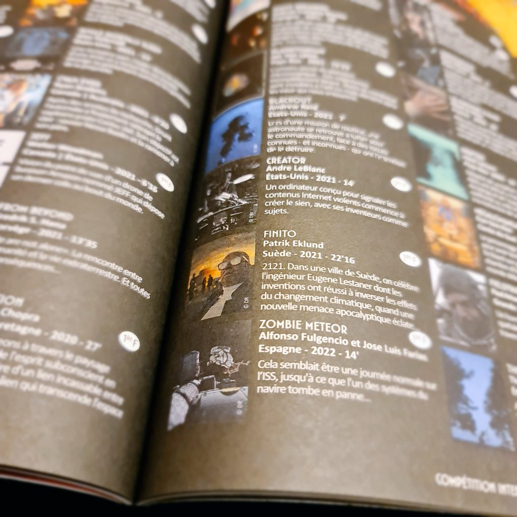 Epixod_Le_Blog's tweet photo. Session 3 — #Compétitioninternationale de #courtsmétrages
- #ZombieMeteor
- #Finito
- #Creator
- #Blackout
- #Planktonium
- #NightBreakers
- #RIM
Une session entre rire et angoisse, plutôt sympa. 
@LesUtopiales #Utopiales2022 https://t.co/PeimVEDK9t