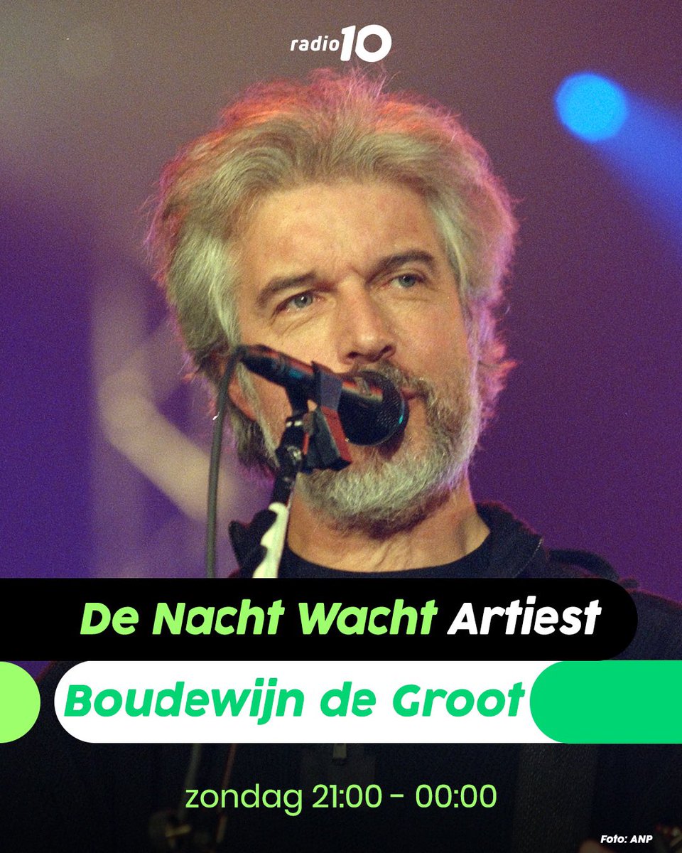 Vandaag in  De Nacht Wacht:
🎤 Artiest: Boudewijn de Groot
🎸 Live Track: Spandau Ballet 
🎬 Movie Track: uit ‘What Women Want'
🎶 Instrumental Track: Phillip "Doc" Martin
📨 Ingezonden Top3tjes! 
Luister je mee vanaf 21.00 uur? 🤩
#deNachtWacht #radio10 #boudewijndegroot