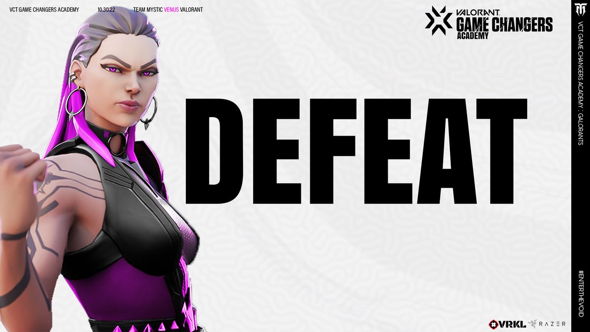 MysticGamingNA's tweet image. Things happen. We&apos;ll take this back to the drawing board and catch you next time. 

🤝GG WP @version1gg (x)
🤝S/O @Galorants for the event.
#EnterTheVoid | #VCTGameChangers | #VCTGCA