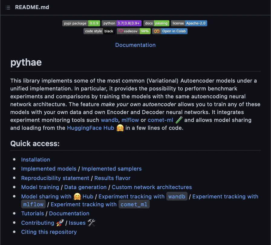 Jeande_d's tweet photo. Pythae - a great library that provides unified implementations of normal &amp; variational autoencoders(VAE). The library allows inference &amp; training on custom data(with a custom encoder and decoder). Also provides notebooks that walkthrough available models.

https://t.co/2iSm0JTHOT https://t.co/AWJJC7Hz5d
