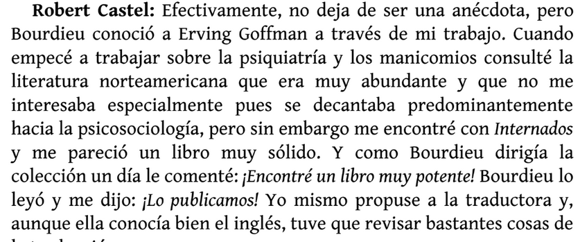 GhileneH's tweet photo. @j_ferret @nicoberhaus @Gerome_Truc Conversaciones con Robert Castel - 
por Julia Varela y Fernando Álvarez-Uria. @EdicionesMorata https://t.co/cgCGI1yvsg