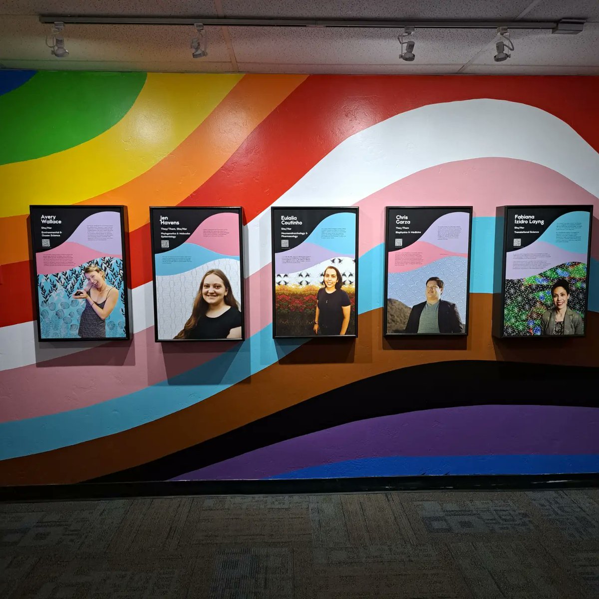 QueerScience_SD's tweet photo. One of the core values of Queer Science Society is to increase visibility of queer STEM professionals. Thanks to the @fleetscience to prepare this amazing exhibition of San Diego local scientists and their journey in STEM https://t.co/ddQHvkrz0L