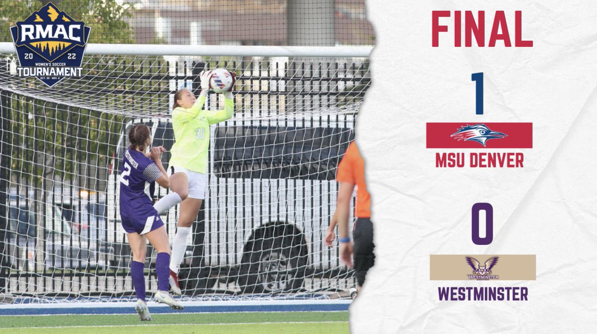 MSUDenverWSOC's tweet photo. ⏱ FINAL | #5-seed #MSUDenver 1, #4-seed Westminster 0

⚽️ Jaimy Sawaged: 1 goal, 1 shot (on goal)
⚽️ Kylie Bach: 3 saves
⚽️ Kate Giordano: 1 shot (on goal)
⚽️ Katy Harris: 1 shot (on goal)

Keep. On. Rolling. We're into the next round! 💪😤

#GetRowdy🔴🔵 https://t.co/0taTdAGd5U