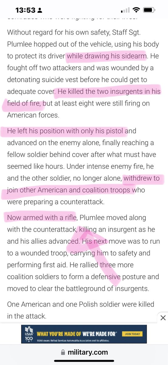 The main purpose of a pistol is to get you to a rifle. #pnbrule #earldplumlee #medalofhonor